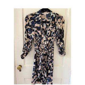 Diane Von Furstenberg Silk Tie-Front Midi Dress Size 0